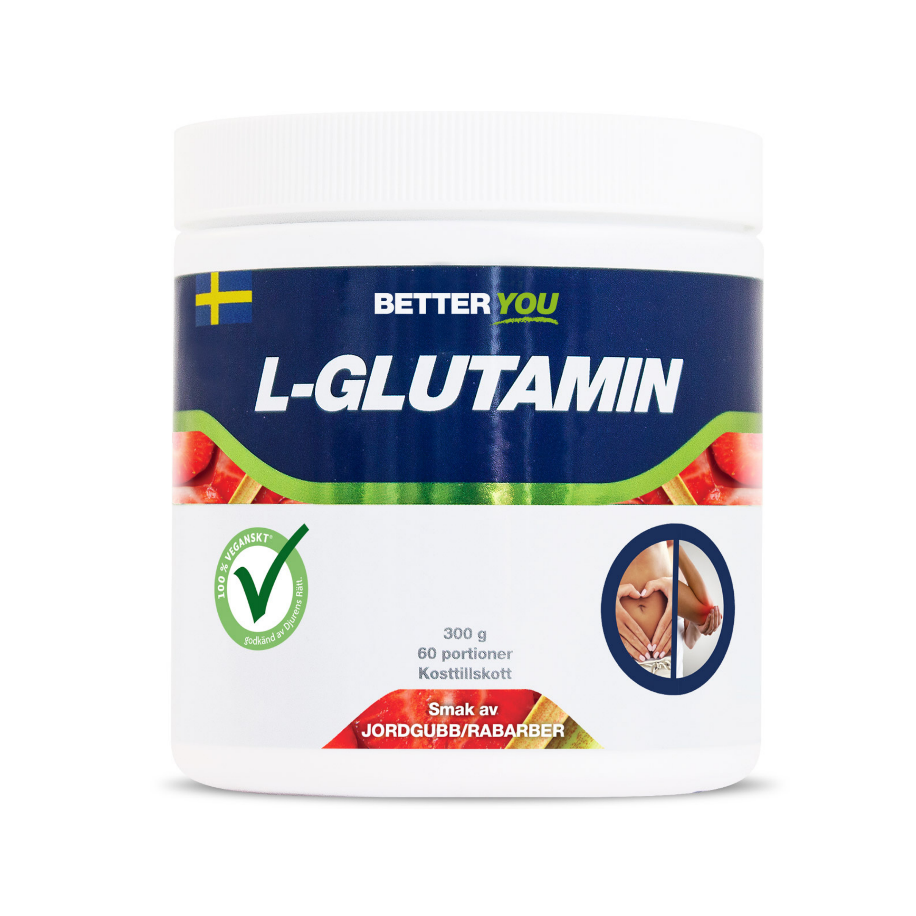 L-Glutamin Rabarber/Jordgubb 300g