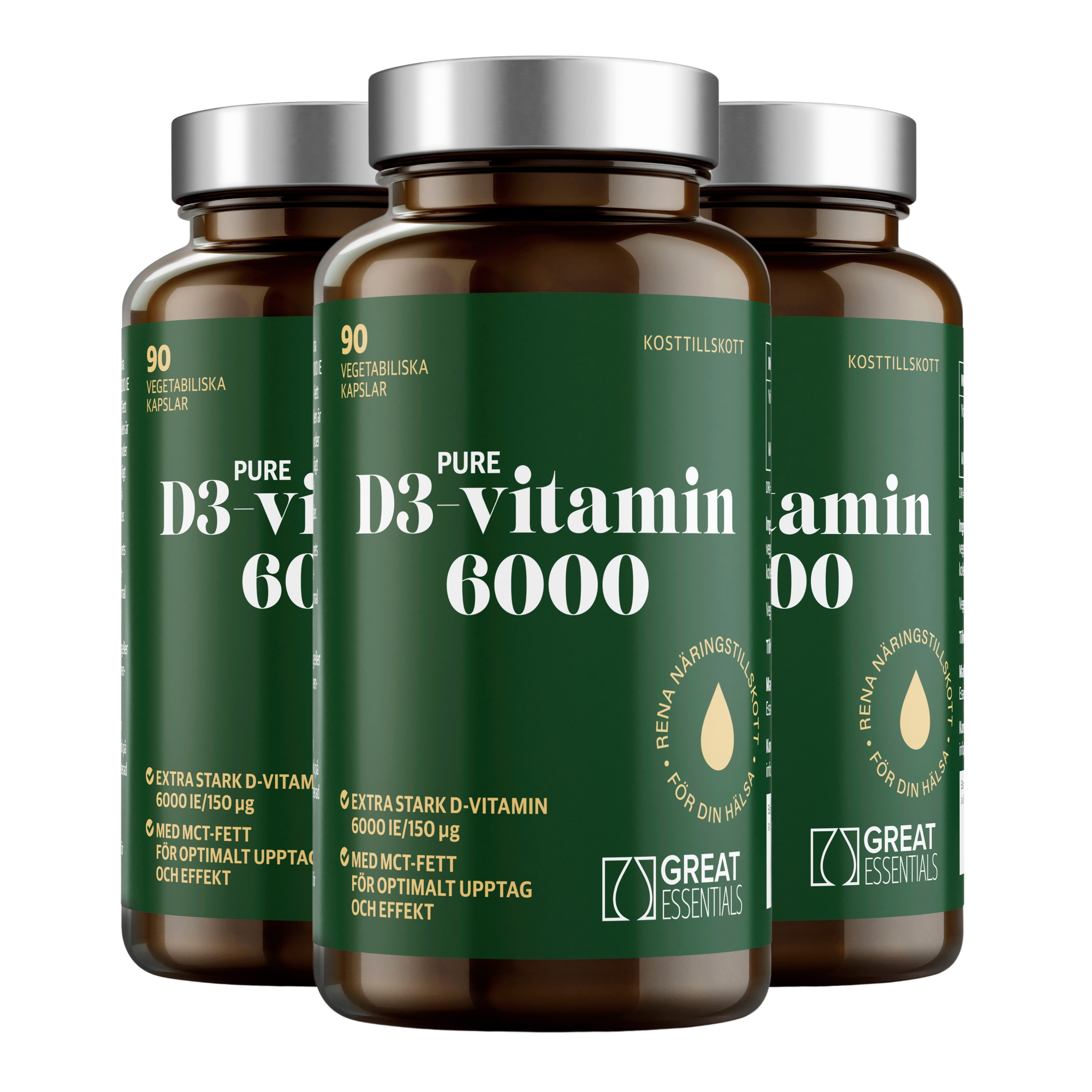 Pure D3-vitamin 6000IE Ekonomipack 3x90k