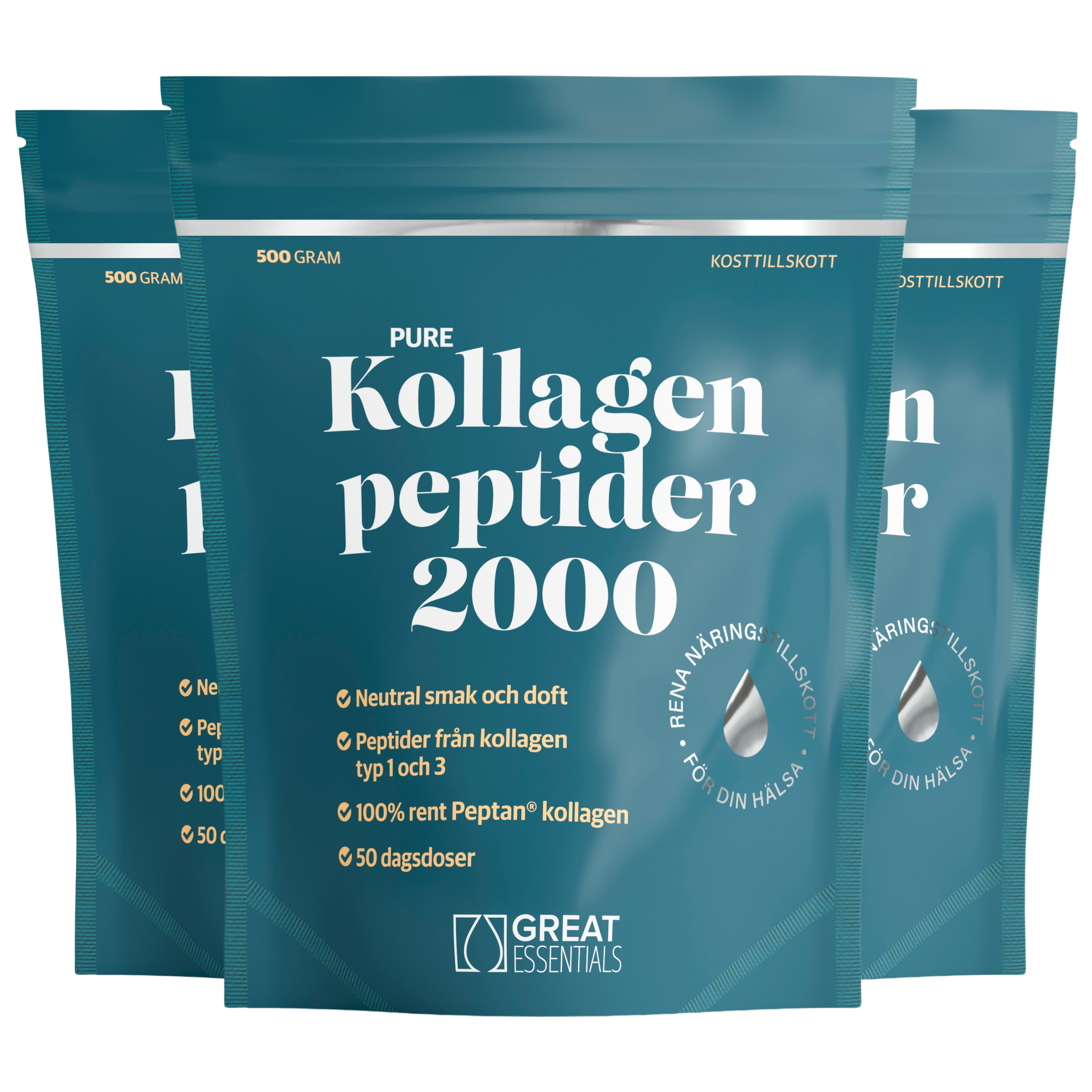 Pure Kollagenpeptider Ekonomipack 3x500g