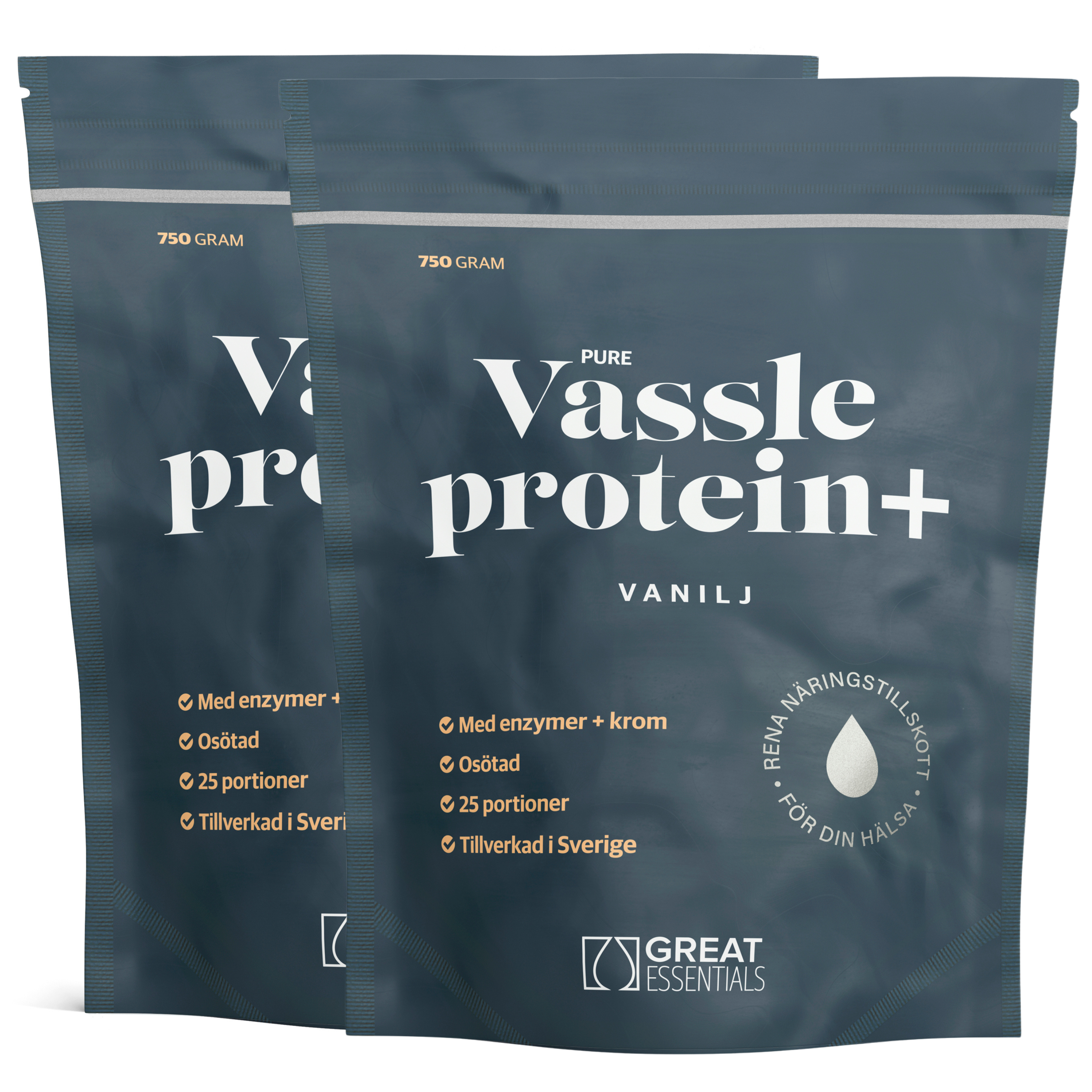 Pure Vassleprotein+ Vanilj Ekonomipack 2x750g