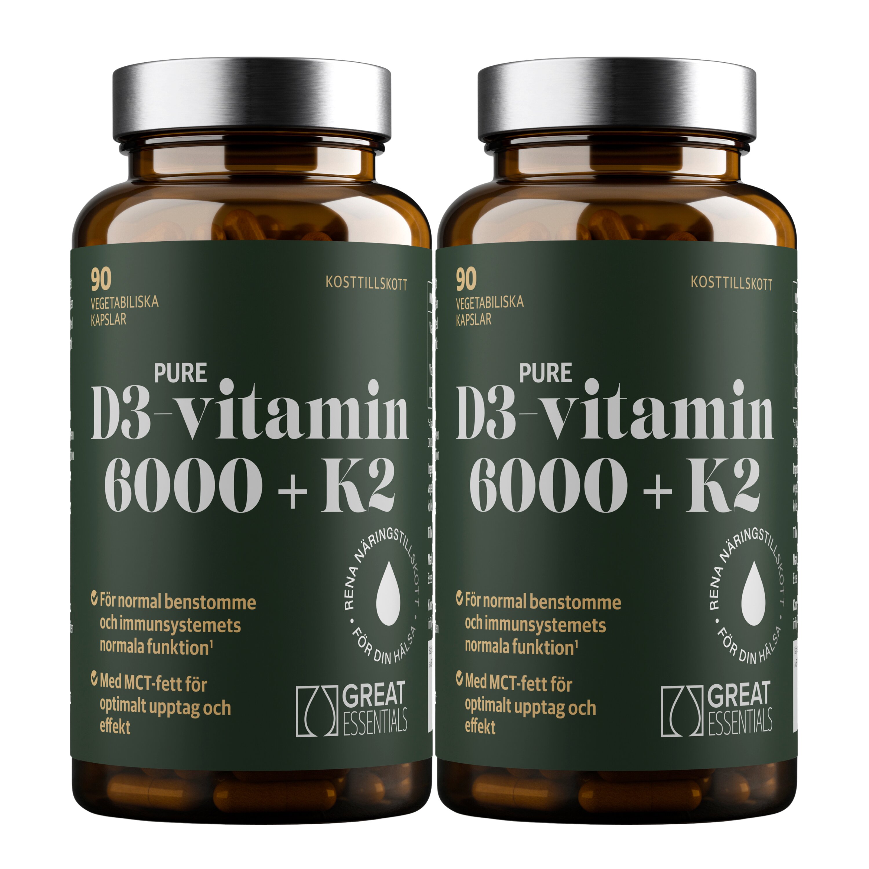 D3-vitamin 6000IE + K2 Ekonomipack 2x90k