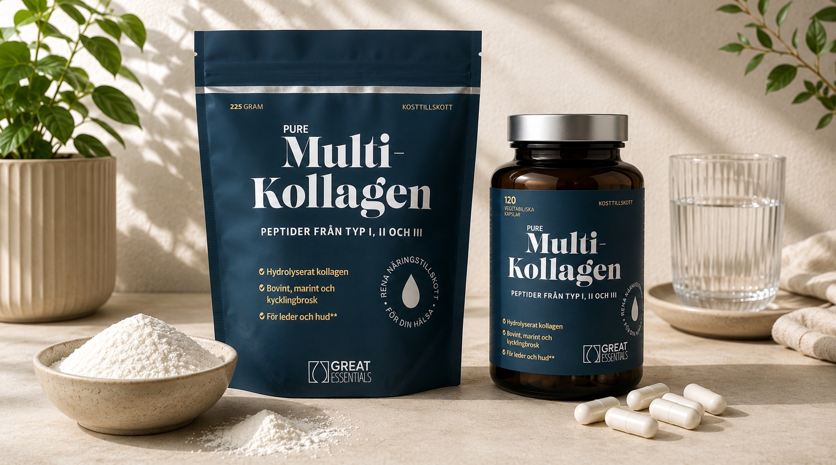 Multi Kollagenpeptider I, II & III – den mest kompletta kollagenprodukten